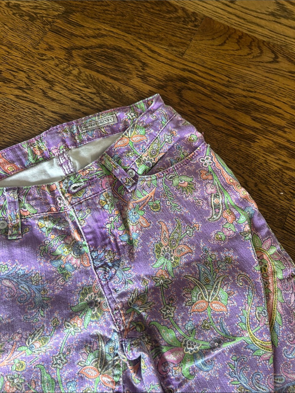 Purple Paisley Skinny Jeans - Girls size 12 - Picture 3 of 7